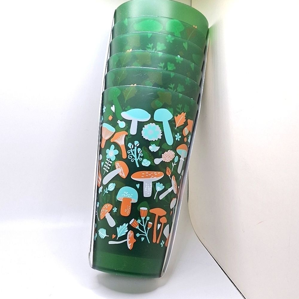 Green mushroom cups stackable mushroom flora earthy large cups
